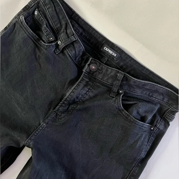 Express Men's Black Jeans Slim Straight - 34x32 - Picture 2 of 4